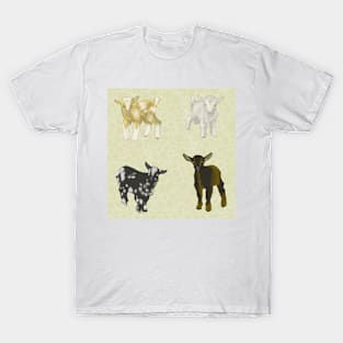 Baby Goats Pattern Cream T-Shirt